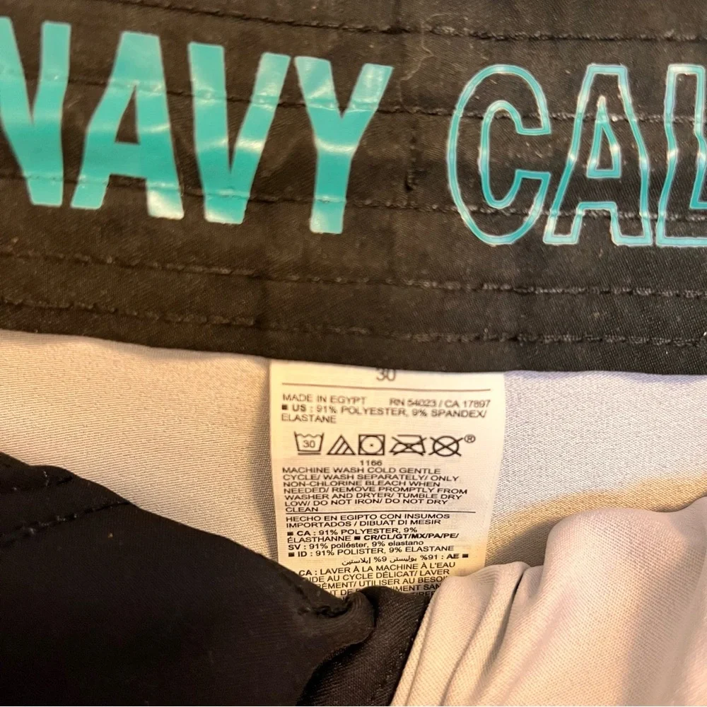 NWT Old Navy Black Board Shorts with Teal, Mint & Pink Stripes